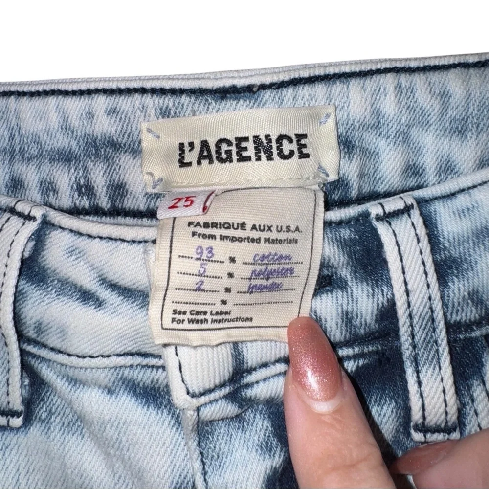 L'AGENCE High Line Skinny Jeans Calypso Distressed Destructed Acid Wash Size 25 - Picture 14 of 16